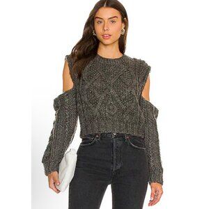 For Love & Lemons Andie Cut-Out Sweater in Grey NWT small